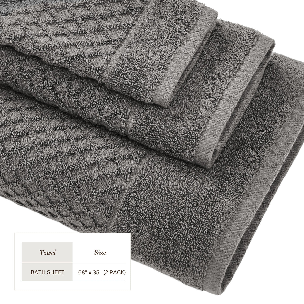 Cotton Diamond Waffle Weave Bath Towel Set - Grayson Collection by Great Bay Home