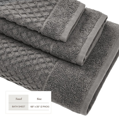 Cotton Diamond Waffle Weave Bath Towel Set - Grayson Collection by Great Bay Home