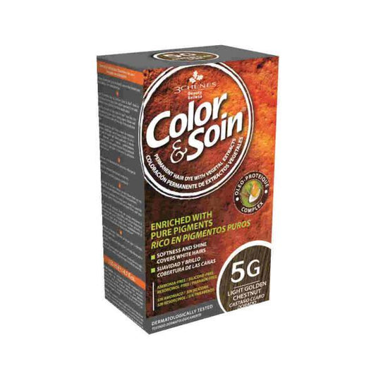 Color&Soin Natural Ammonia-Free Hair Dye - Light Golden Chestnut 5G by Beauty Care Bag