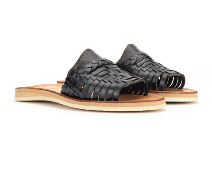 Huarache Peep-Toe Slides BlackHuarachesTorqelo.com