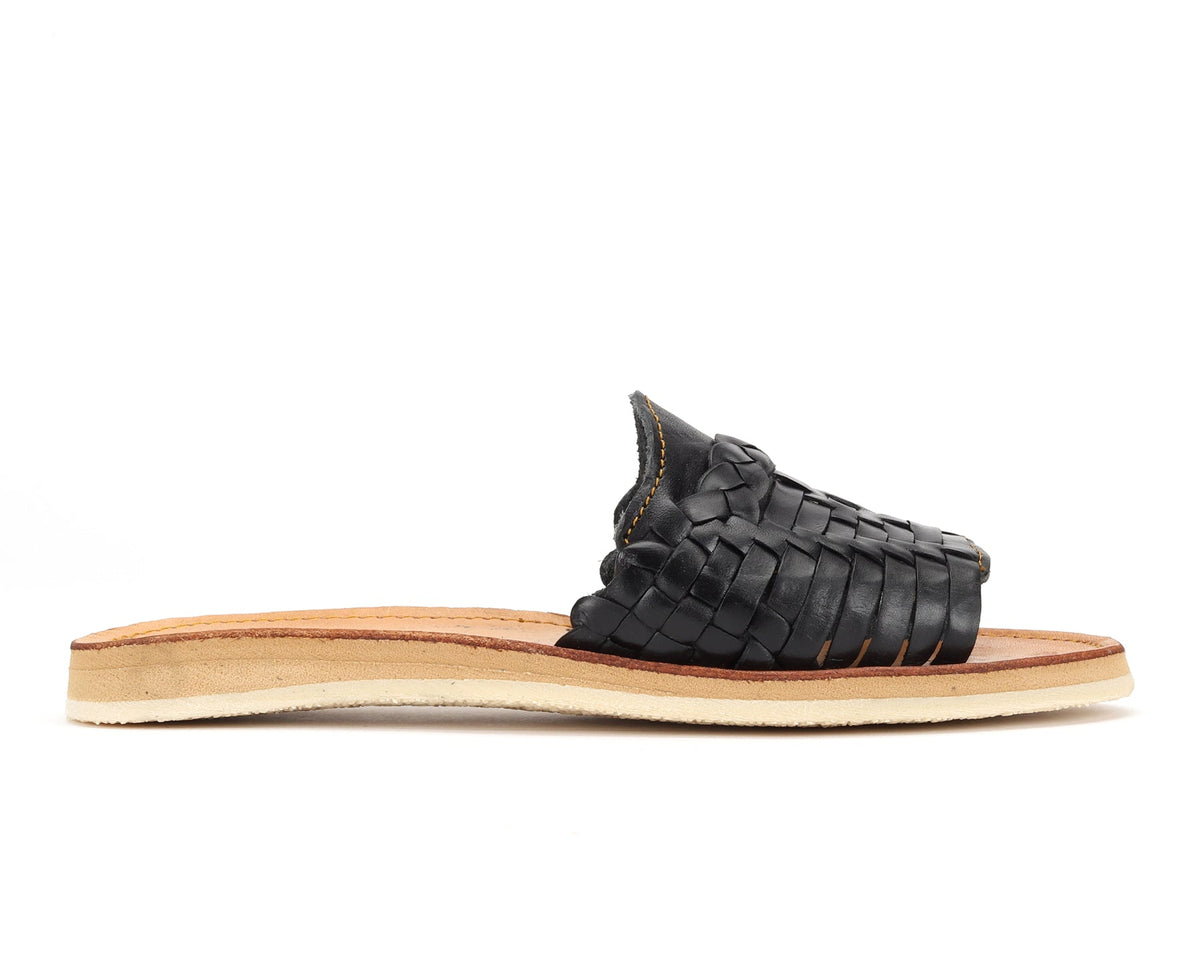 Huarache Peep-Toe Slides BlackHuarachesTorqelo.com