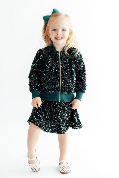 Hunter Green Velvet Sequin Twirl SkortSequin SkortTorqelo.com