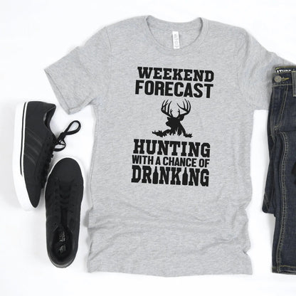 Hunting Gift for Men - Hunting with a chance of Drinking T-shirt - Funny Mens Shirt by Joyful Moose