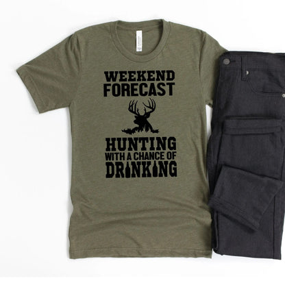 Hunting Gift for Men - Hunting with a chance of Drinking T-shirt - Funny Mens Shirt by Joyful Moose