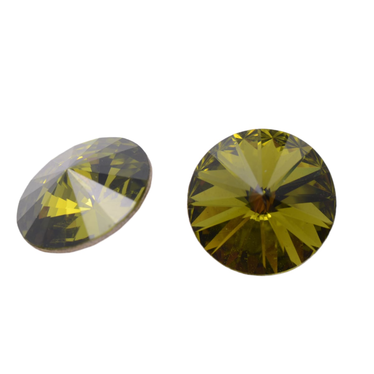 Swarovski Crystal 1122 Round Rivoli 10.5mm Olivine Green - Faceted Crystal Cabochon by Continental Bead Suppliers