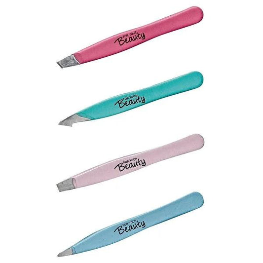 For Your Beauty 4-Piece Mini Tweezers Set with Varied Tips - Multi-Colored Hair Removal Tools for Precise Grooming by Beauty Care Bag