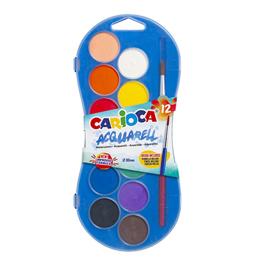 Carioca watercolor paint set with 12 washable colors