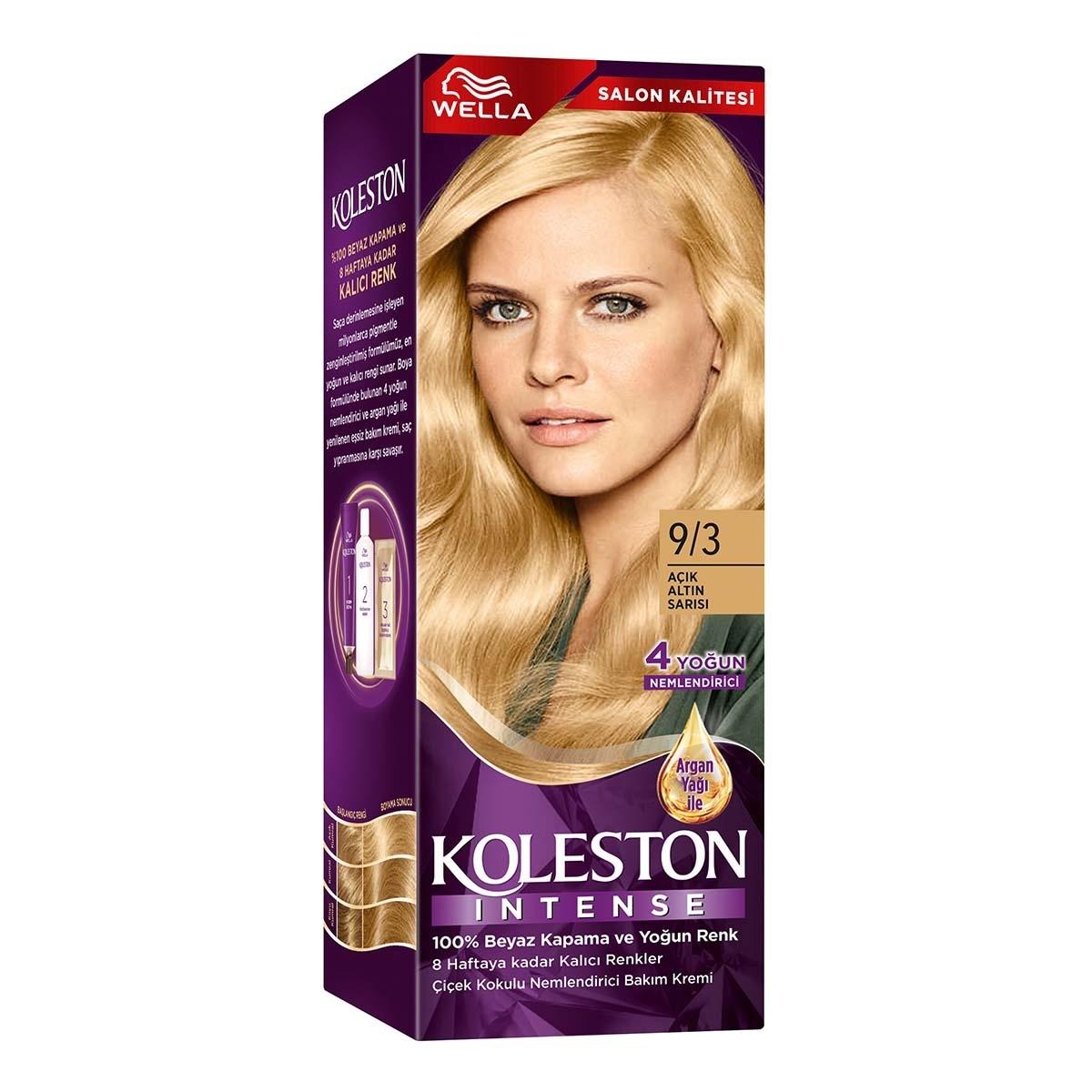 Wella Koleston Intense 9/3: Light Golden Blonde Hair Dye - 100% Gray Coverage, Argan Oil, and Long-Lasting Color by Beauty Care Bag