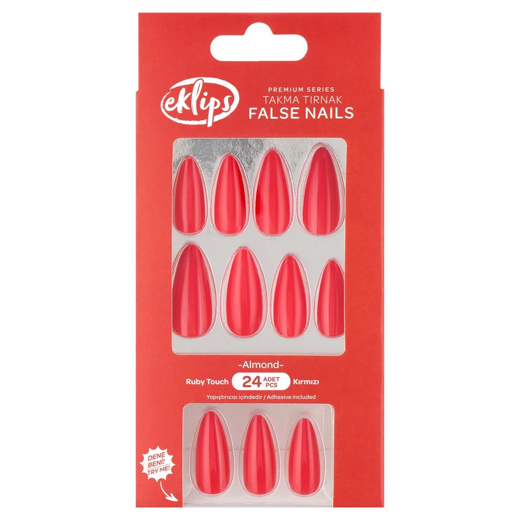 Eklips Red Almond Press-On Nails 24-Pack by Beauty Care Bag