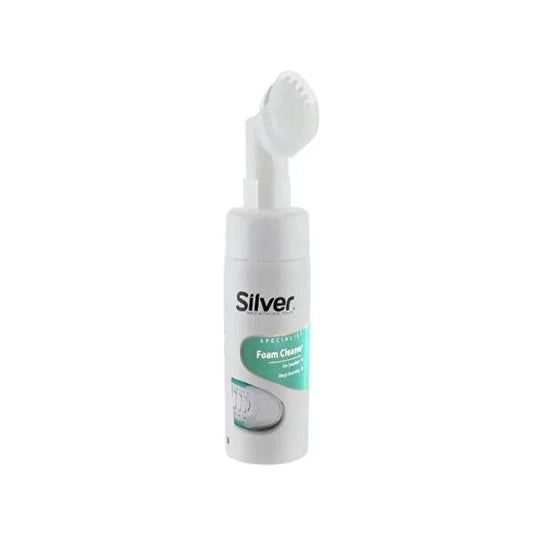 Silver shoe cleaning foam with built-in brush, 150ml