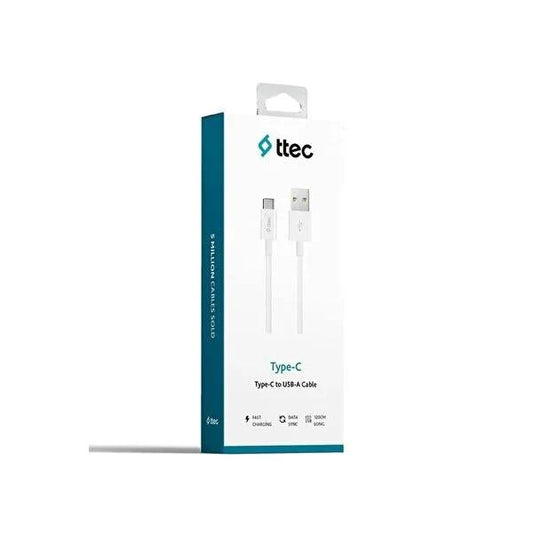 Ttec 120cm USB-A to USB-C Cable - Fast Charging & High-Speed Data Transfer, CE Certified by Beauty Care Bag
