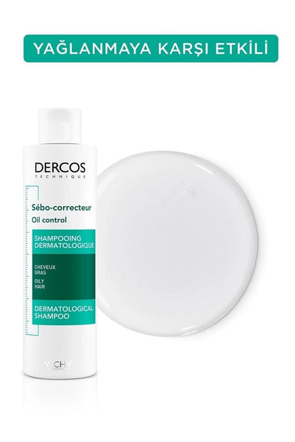 Vichy Dercos Oil Control Shampoo - Dermatological Anti-Dandruff Shampoo for Oily Hair, Paraben-Free, 6.76 fl oz by Beauty Care Bag