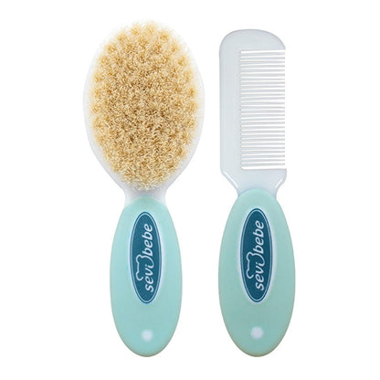 Sevi Bebe Baby Hair Brush and Comb Set - Natural Bristle, Gentle Grooming for Newborns by Beauty Care Bag