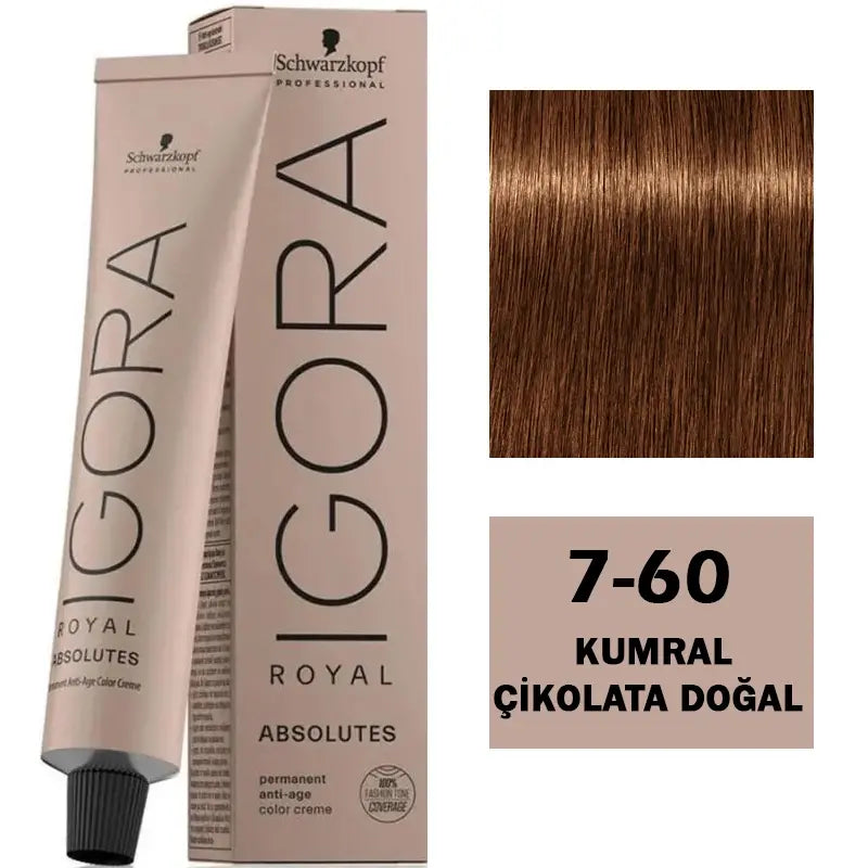 Igora Royal Absolutes 7-60 Medium Auburn Chocolate Natural 60ml by Beauty Care Bag