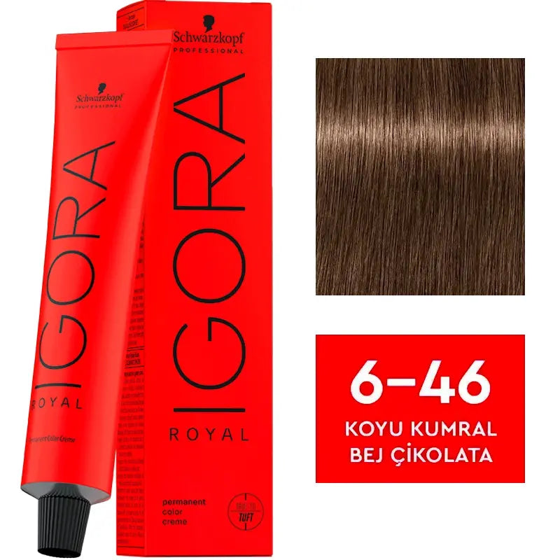 Igora Royal Permanent Color Creme 6-46 Dark Blonde Beige Chocolate 60ml by Beauty Care Bag