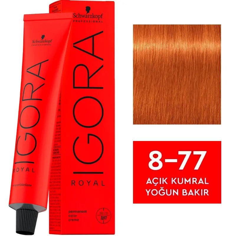 Igora Royal Permanent Color Creme 8-77 Light Auburn Copper 60ml by Beauty Care Bag