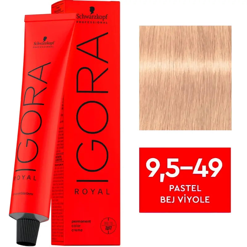 Igora Royal Permanent Color Creme 9.5-49 Pastel Beige Violet 60ml by Beauty Care Bag