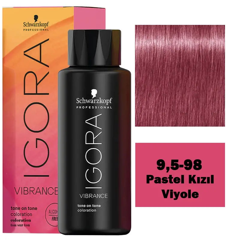 Igora Vibrance Tone On Tone Coloration 9.5-98 Violet Red 60ml by Beauty Care Bag