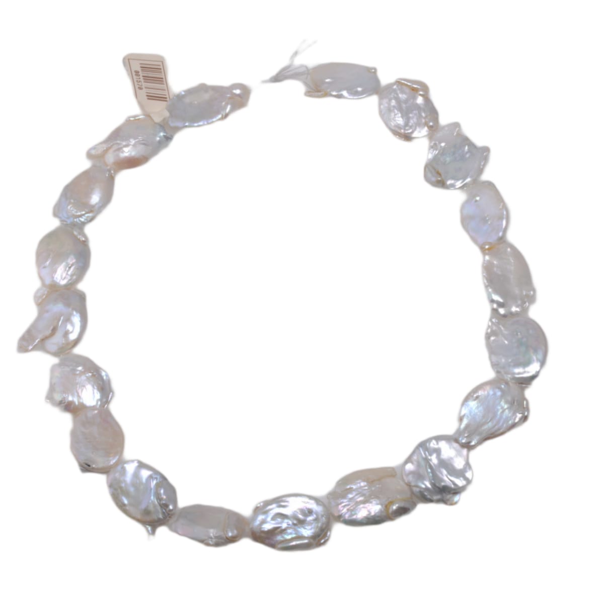 White Opalescent Baroque Freshwater Pearl Strand - 15.5 Inch Natural Pearls by Continental Bead Suppliers