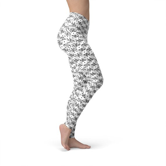 Womens Black and White Dice Leggings by Maroon Sooty