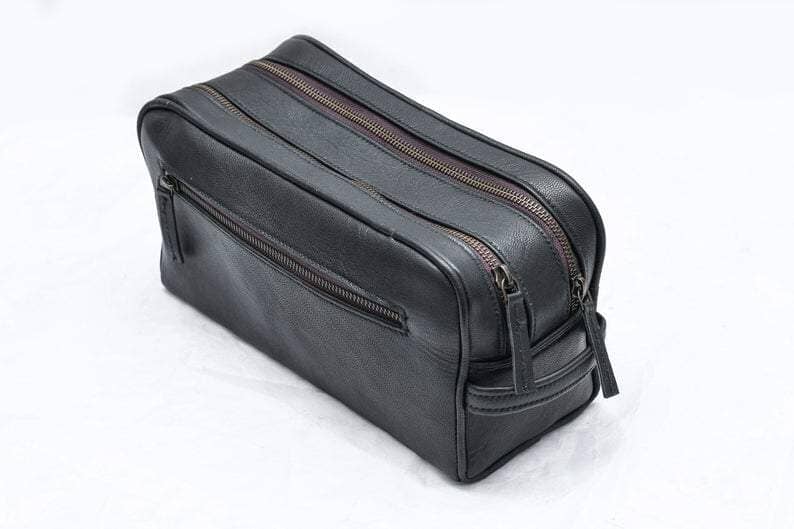 The Twin Section Toiletry- Black by Classy Leather Bags