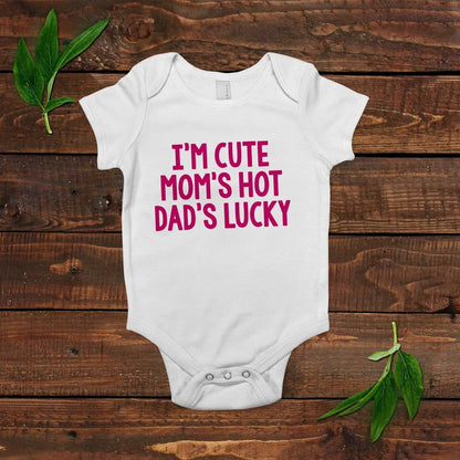 Funny Baby Girl Shirt - Newborn Baby Girl Gift - New Baby Girl Pink Outfit - Cute Hot Lucky by Joyful Moose
