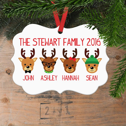 Christmas Ornament Reindeer - Custom Family of 4 Gift Idea under 15 - Black Friday Shopping Christmas Ornaments by Joyful Moose