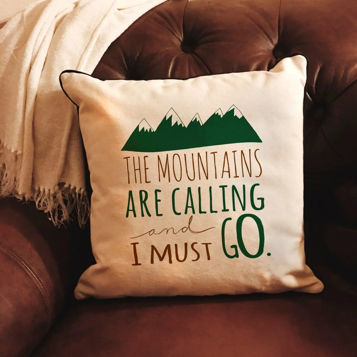 Mountains are Calling Pillow Cover - Lodge Cabin home decor by Joyful Moose