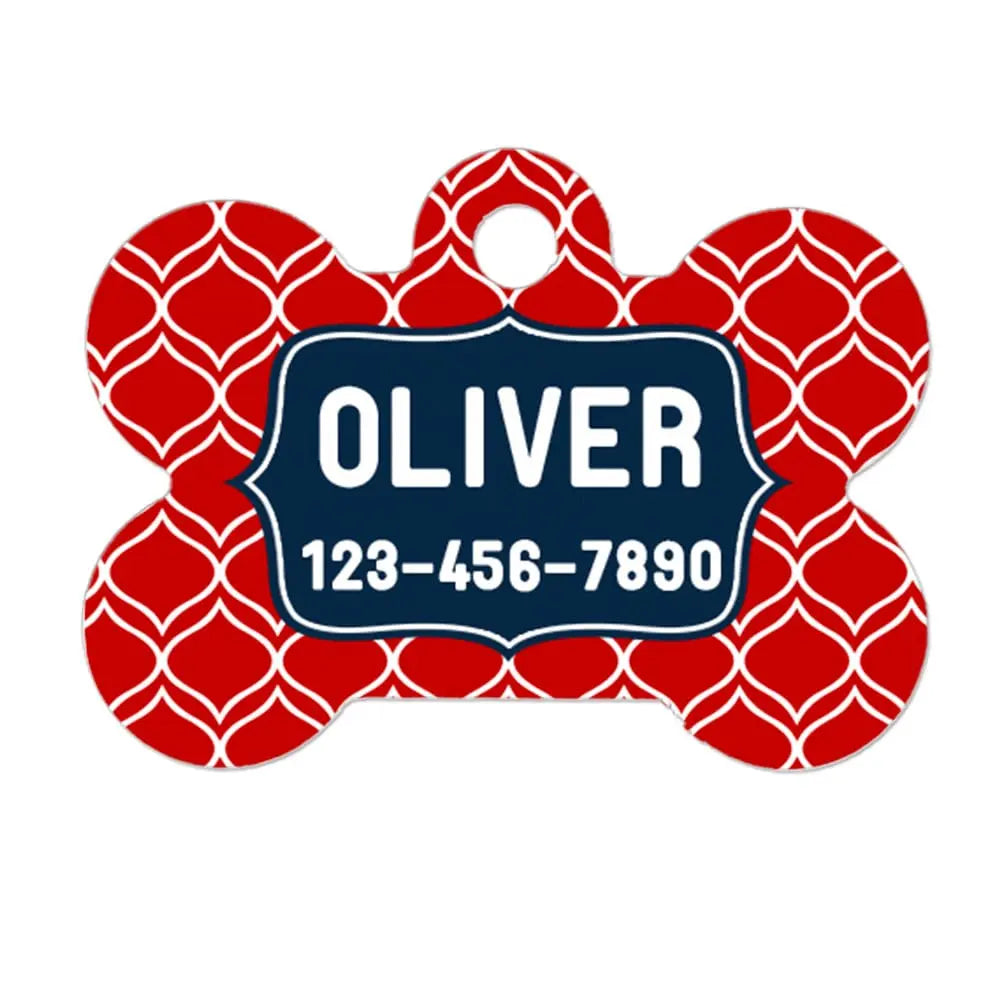 Personalized Pet ID Tag - Personalized Pet Tag - Custom Pet ID Tag - Red Navy Blue Dog Name Tag - Dog ID Tag - Dog Collar Name Tag by Joyful Moose