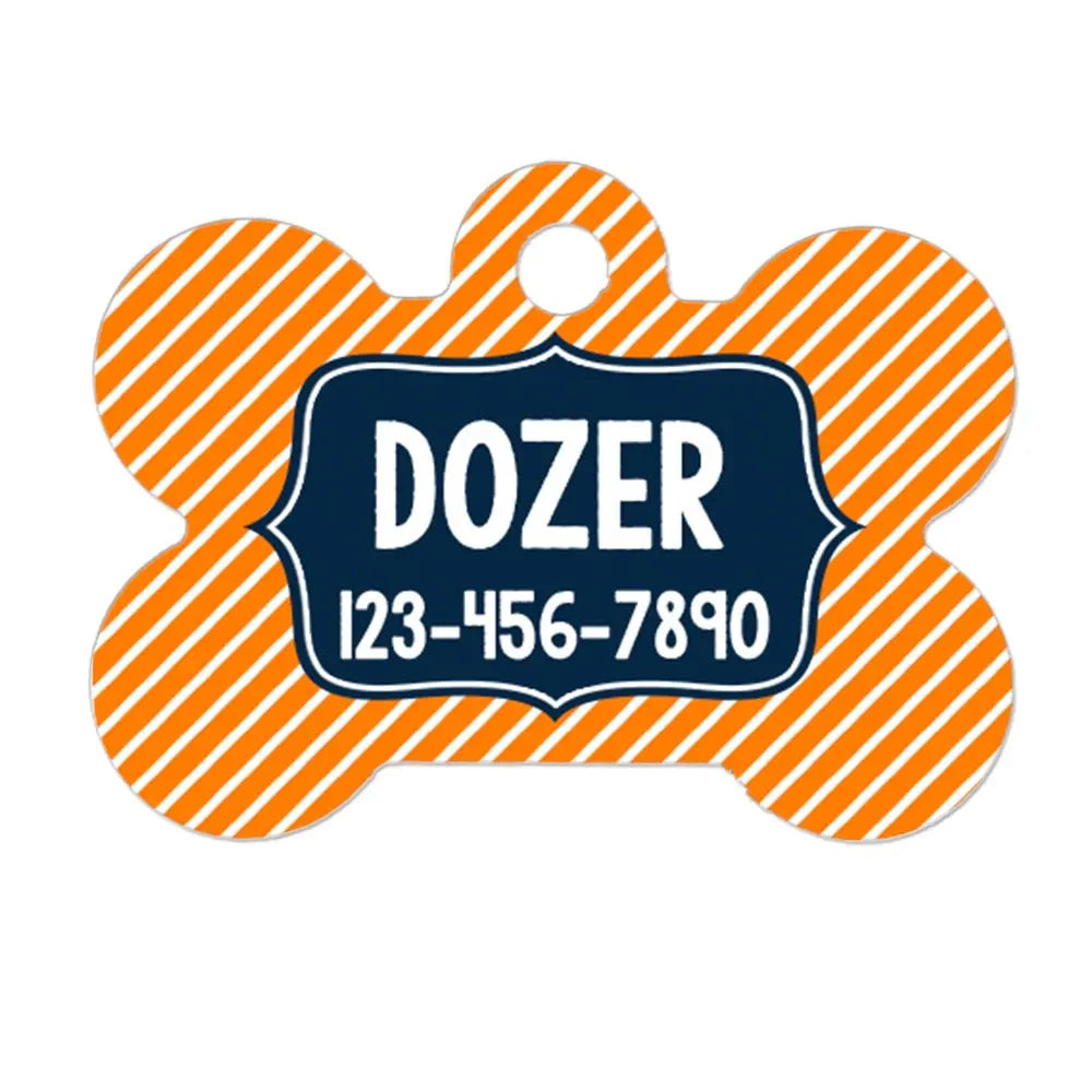 Personalized Dog Tag - Custom Dog Collar Bone Shaped Tag with Vibrant Print by Joyful Moose