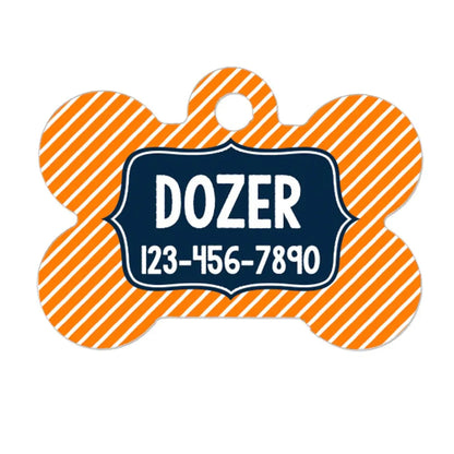 Personalized Dog Tag - Custom Dog Collar Bone Shaped Tag with Vibrant Print by Joyful Moose