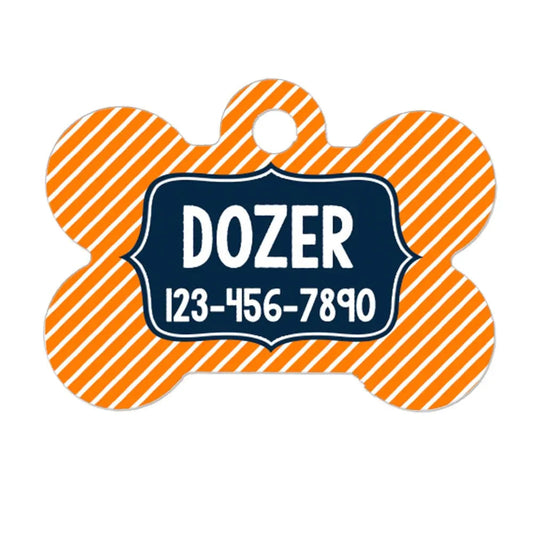 Personalized Dog Tag - Custom Dog Collar Bone Shaped Tag with Vibrant Print by Joyful Moose