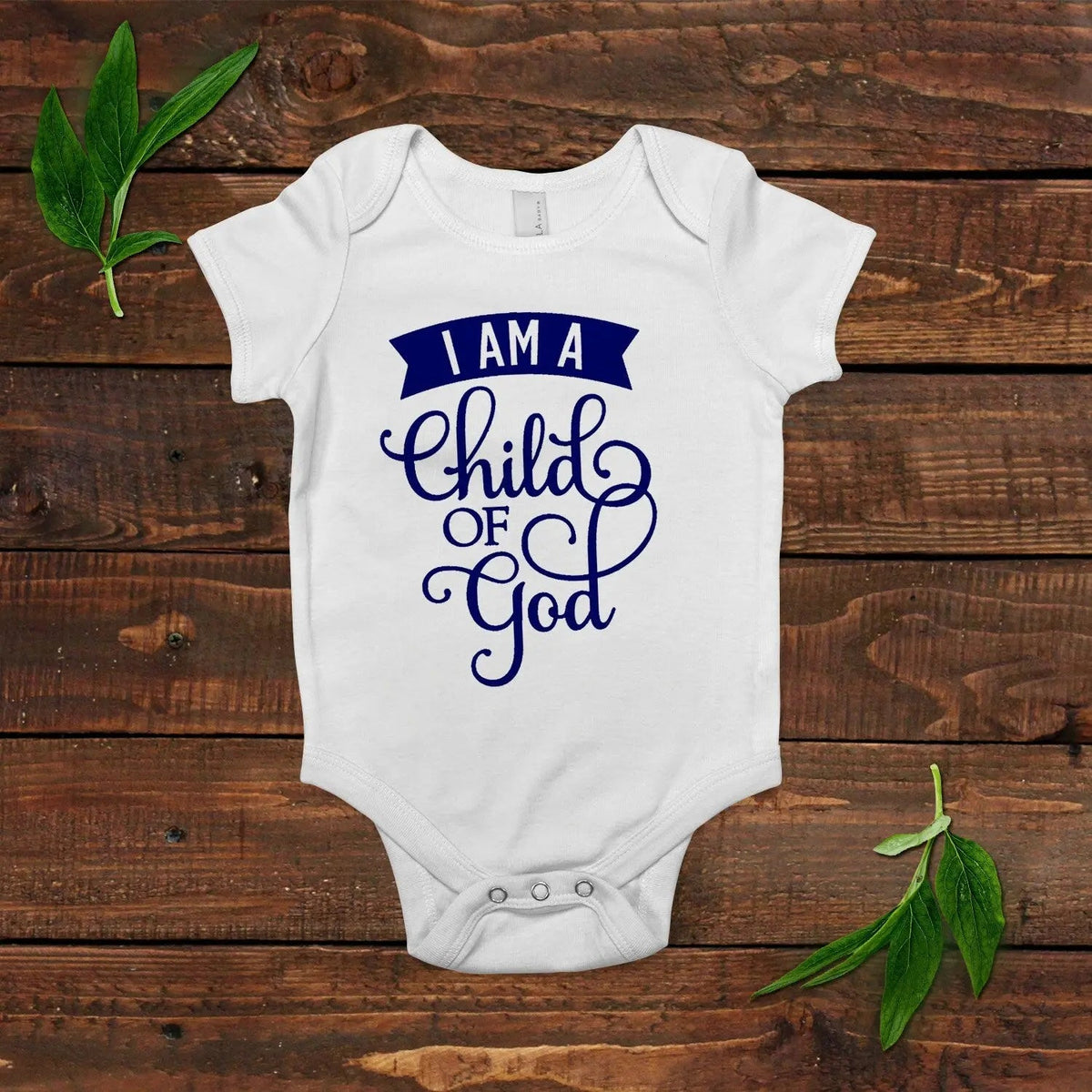 Baby Boy Bodysuit - Blue Baby Shirt - I am a child of God - Newborn Baby Boy Gift by Joyful Moose
