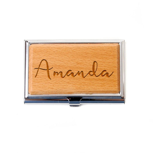 Personalized Business Card Holder - Corporate Gift Idea - Personalized Bamboo Wood Business Card Holder - Office Gift by Joyful Moose
