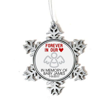 Pregnancy Loss Christmas Ornament - Miscarriage Memorial Gift Christmas Ornament - Snowflake Silver Ornament by Joyful Moose