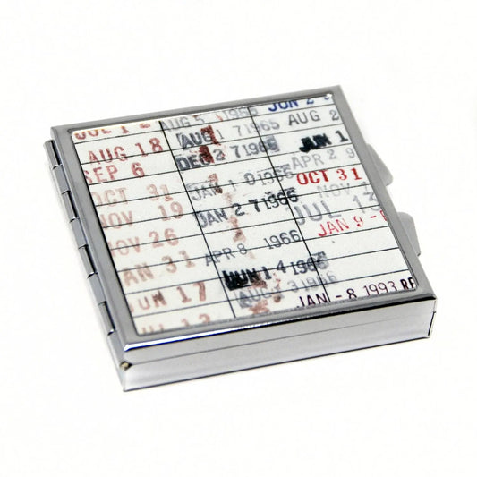 Library Card Pill Box - Gift For Readers, Teachers, Librarians - Square Pill Case Checkout Card Library Book Due Date by Joyful Moose
