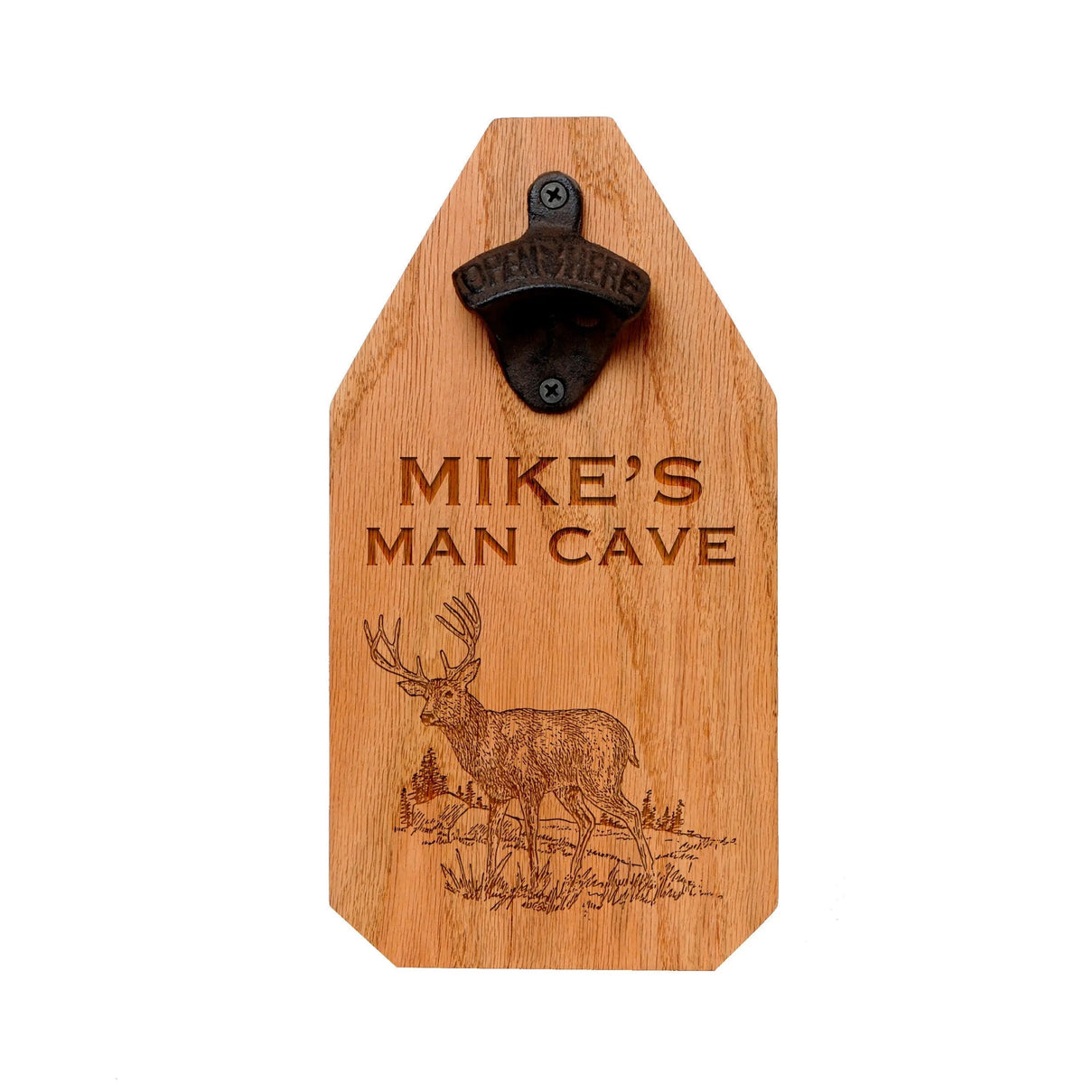 Personalized Wood Sign, Rustic Deer Hanging Beer Bottle Opener, Deer Hunting Gift for men, personalized gifts for him, dad personalized gift by Joyful Moose
