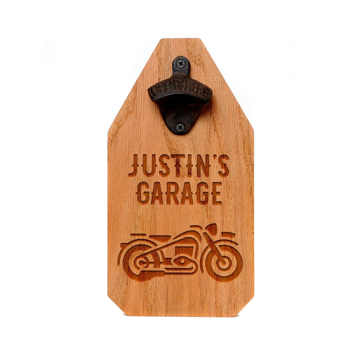 Personalized Motorcycle Wood Sign - Motorcycle Gift for him - Rustic Beer Bottle Opener by Joyful Moose