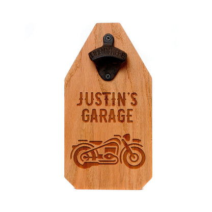 Personalized Motorcycle Wood Sign - Motorcycle Gift for him - Rustic Beer Bottle Opener by Joyful Moose