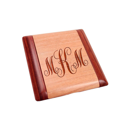 Wood Monogram Pocket Mirror, Bridesmaid Gift, Personalized Wood Compact Mirror, personalized mirror, hand mirror, purse mirror by Joyful Moose