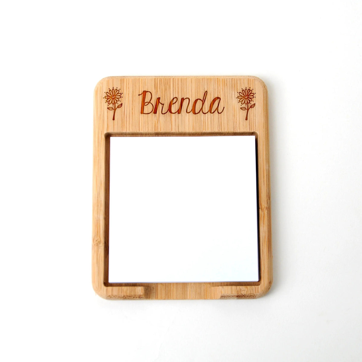 Personalized Floral or Pineapple Bamboo Wood Sticky Note Holder, Custom Teacher Gift by Joyful Moose