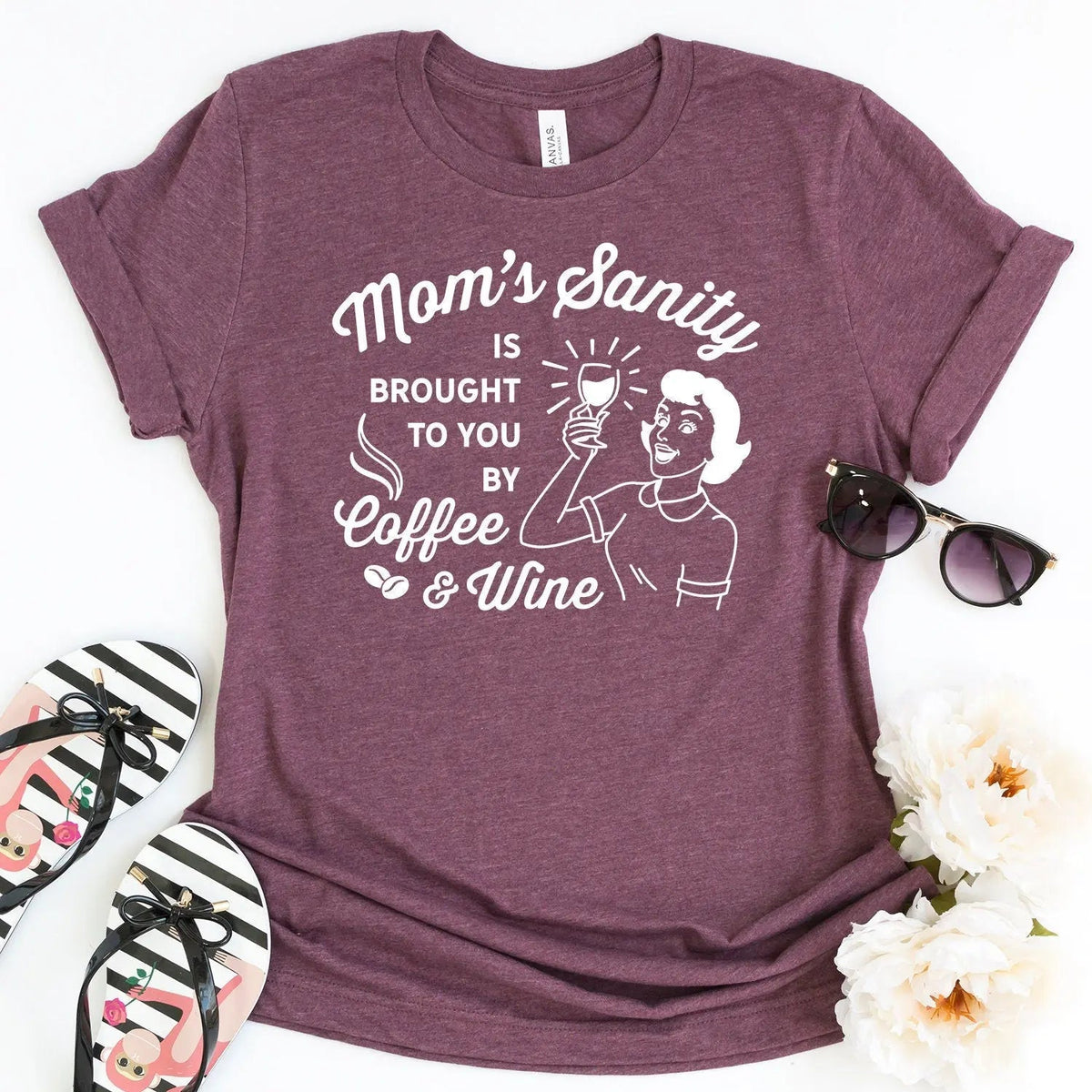 Funny Mom Shirt, Tshirt Mom Gift, Funny Shirt for Women, Funny Wine Gift, Coffee Lover, Wine Drinker, birthday gift for mom, mothers day by Joyful Moose