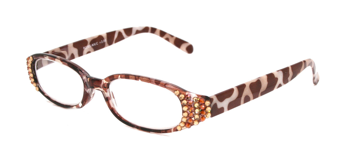 Isabella, (Bling) Reading Glasses Women W (Cooper, Light Colorado) Genuine European Crystals Animal Print NY Fifth Avenue (Wide Frame) by NY Fifth Avenue