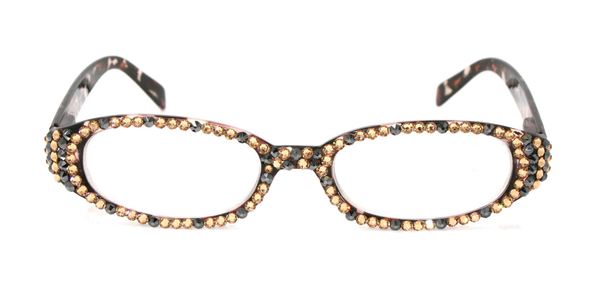 Isabella, (Bling) Reading Glasses Women W (Full All Over) (L. Colorado, Hematite) Genuine European Crystals (Leopard) NY Fifth Avenue by NY Fifth Avenue