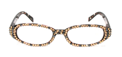 Isabella, (Bling) Reading Glasses Women W (Full All Over) (L. Colorado, Hematite) Genuine European Crystals (Leopard) NY Fifth Avenue by NY Fifth Avenue