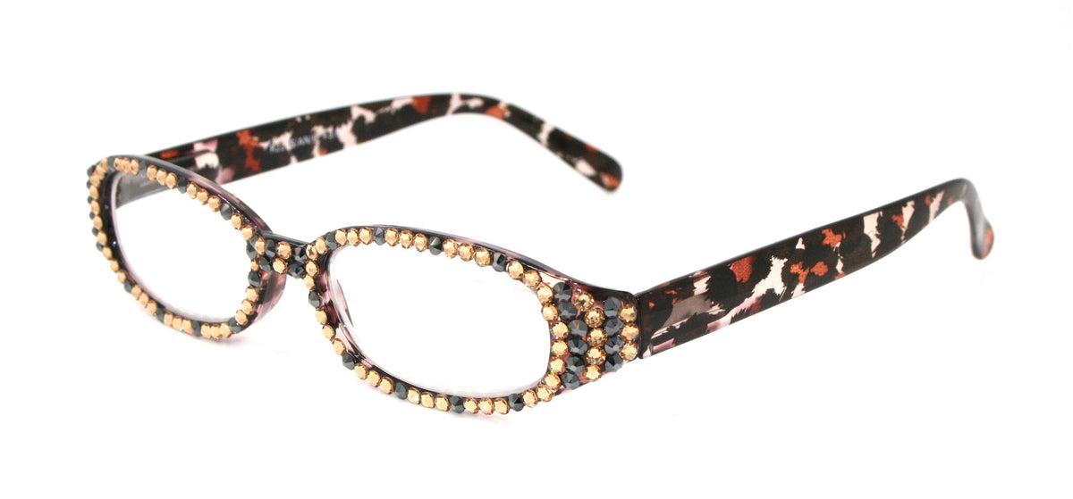 Isabella, (Bling) Reading Glasses Women W (Full All Over) (L. Colorado, Hematite) Genuine European Crystals (Leopard) NY Fifth Avenue by NY Fifth Avenue