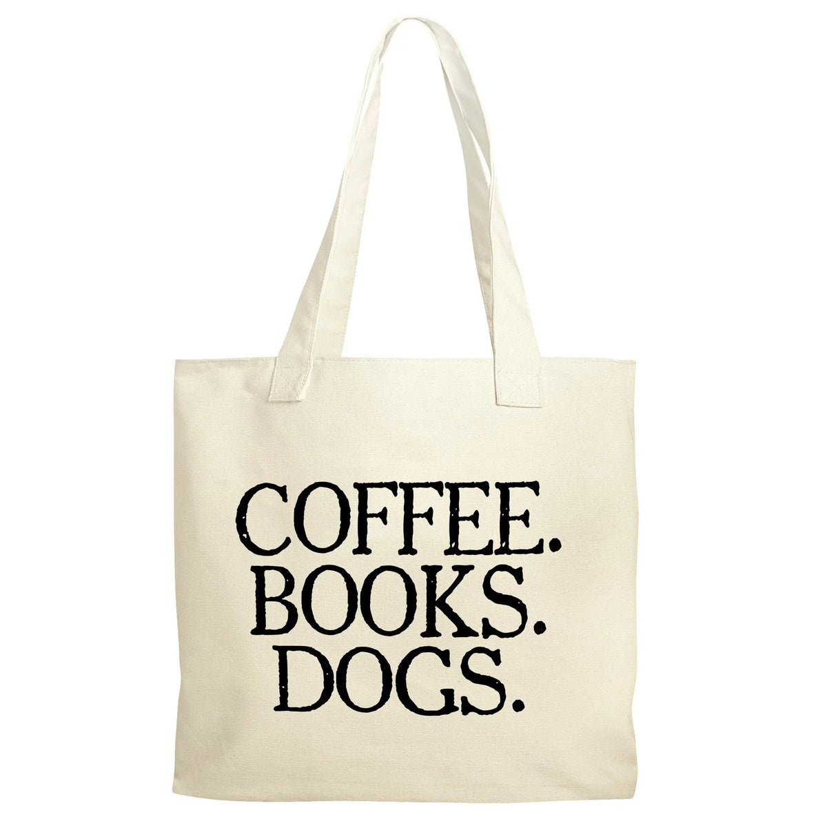 Grocery Bag - Coffee Books Dogs Canvas Tote Bag - Reusable Cotton Shopping Market Bag by Joyful Moose