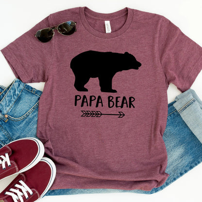 Papa Bear Shirt - Gray Mens Tee - Papa Bear Tshirt for Father's Day by Joyful Moose
