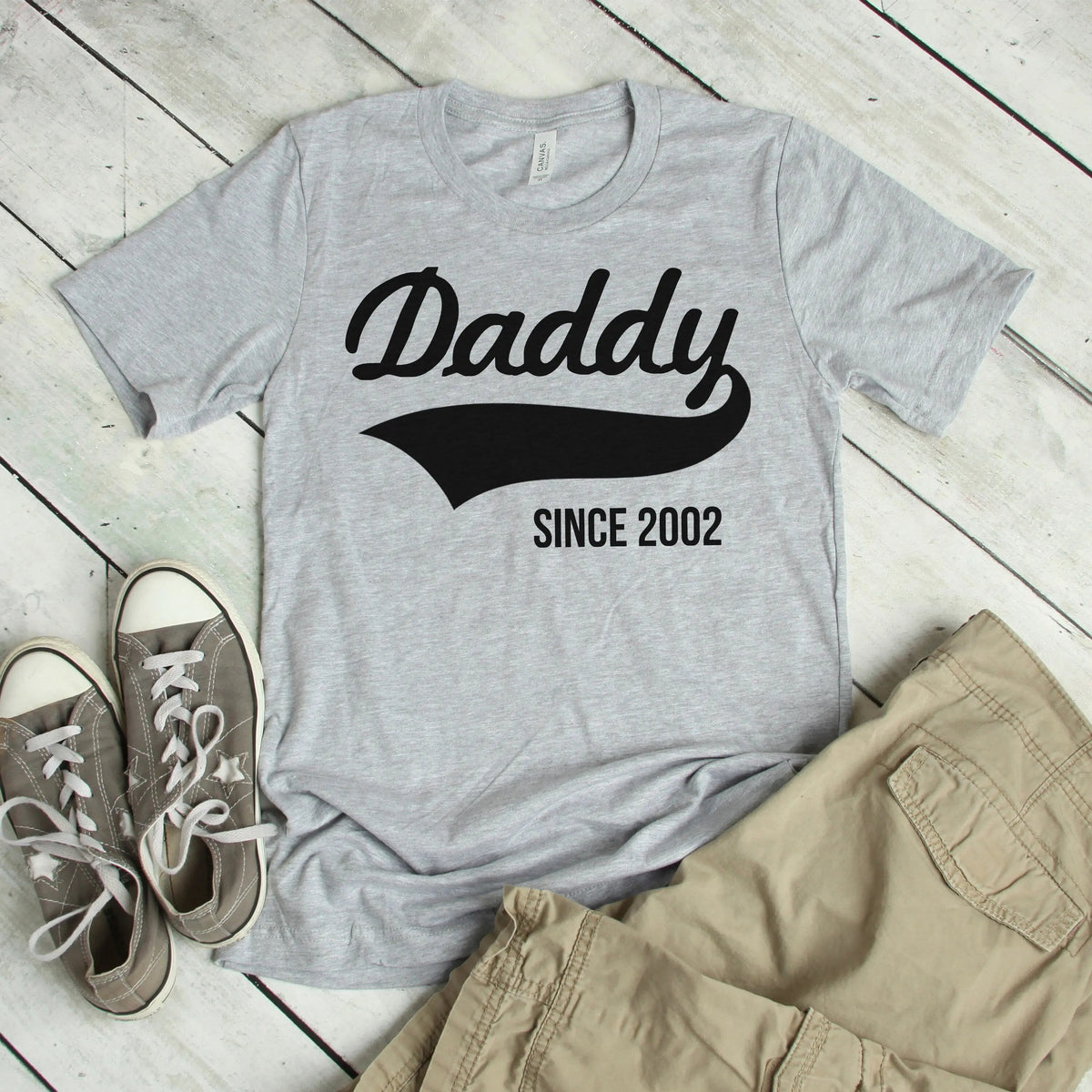 Gift for Dad - Black Tshirt Daddy Since Personalized Tee - New Dad Gift for Fathers by Joyful Moose
