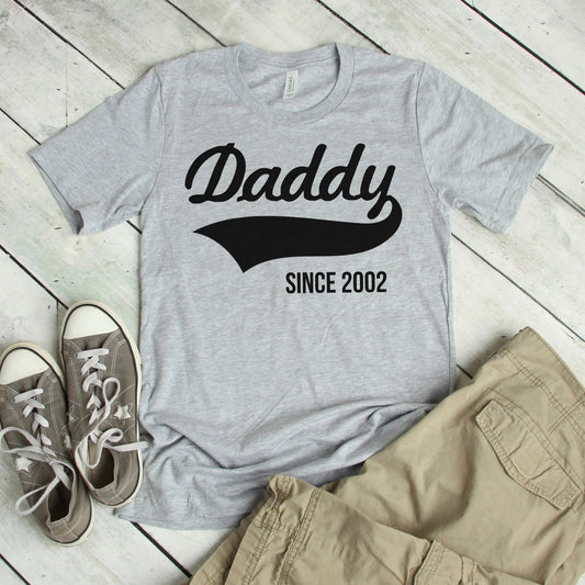 Gift for Dad - Black Tshirt Daddy Since Personalized Tee - New Dad Gift for Fathers by Joyful Moose